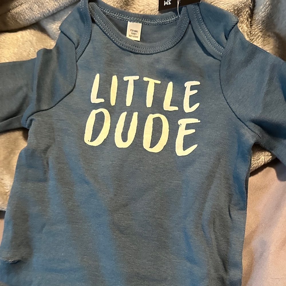 okie dokie Blue "Little Dude" Footed One-Piece BNWT - Picture 2 of 4